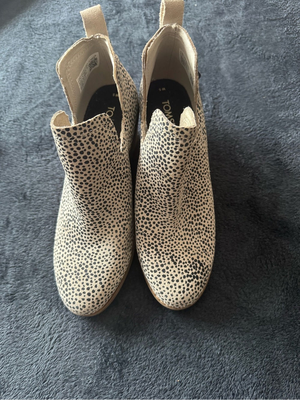 TOMS Beige and Black Spotted Chelsea Ankle Boots
